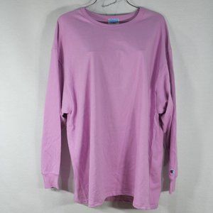 Champion Woman's Pullover XL Long Sleeve Cotton tee Pink NWT